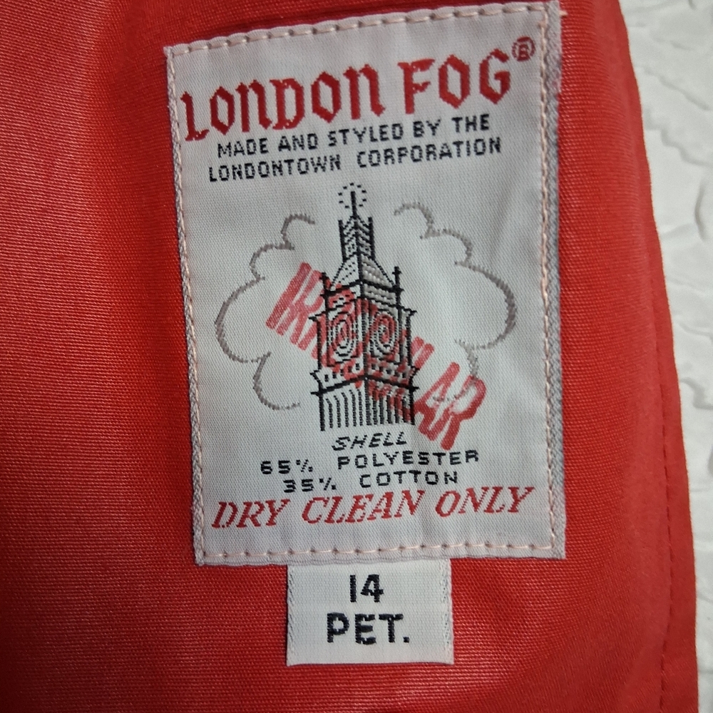 London Fog Vintage Vibrant Red Trench Coat Size 14 pet - Picture 9 of 17